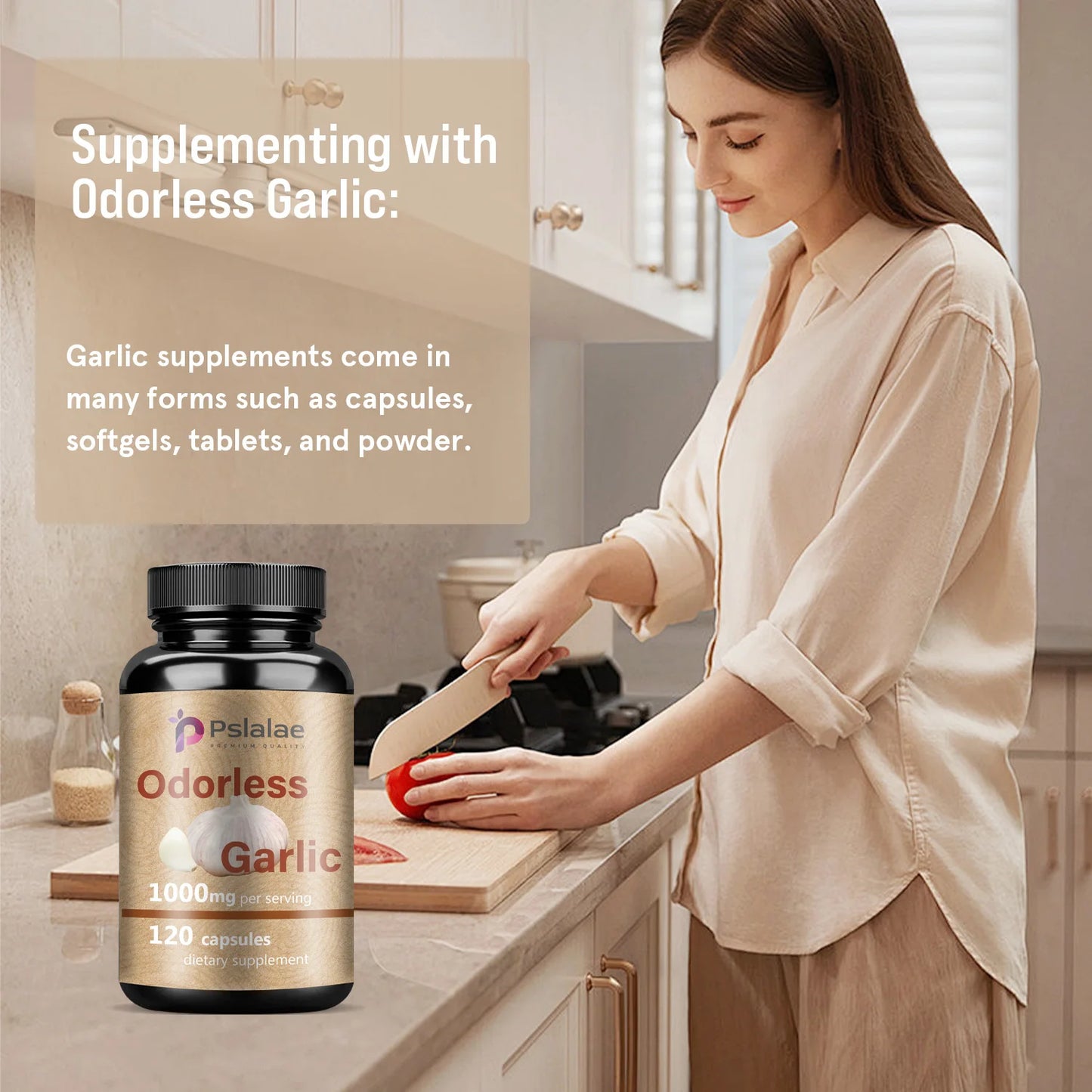 Odorless Garlic Capsules for Immune, Skin & Heart Health Support