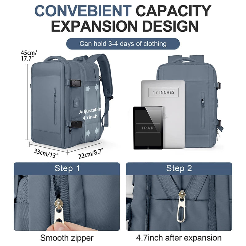 Stylish Waterproof Travel Backpack for Men & Women | 40L Capacity