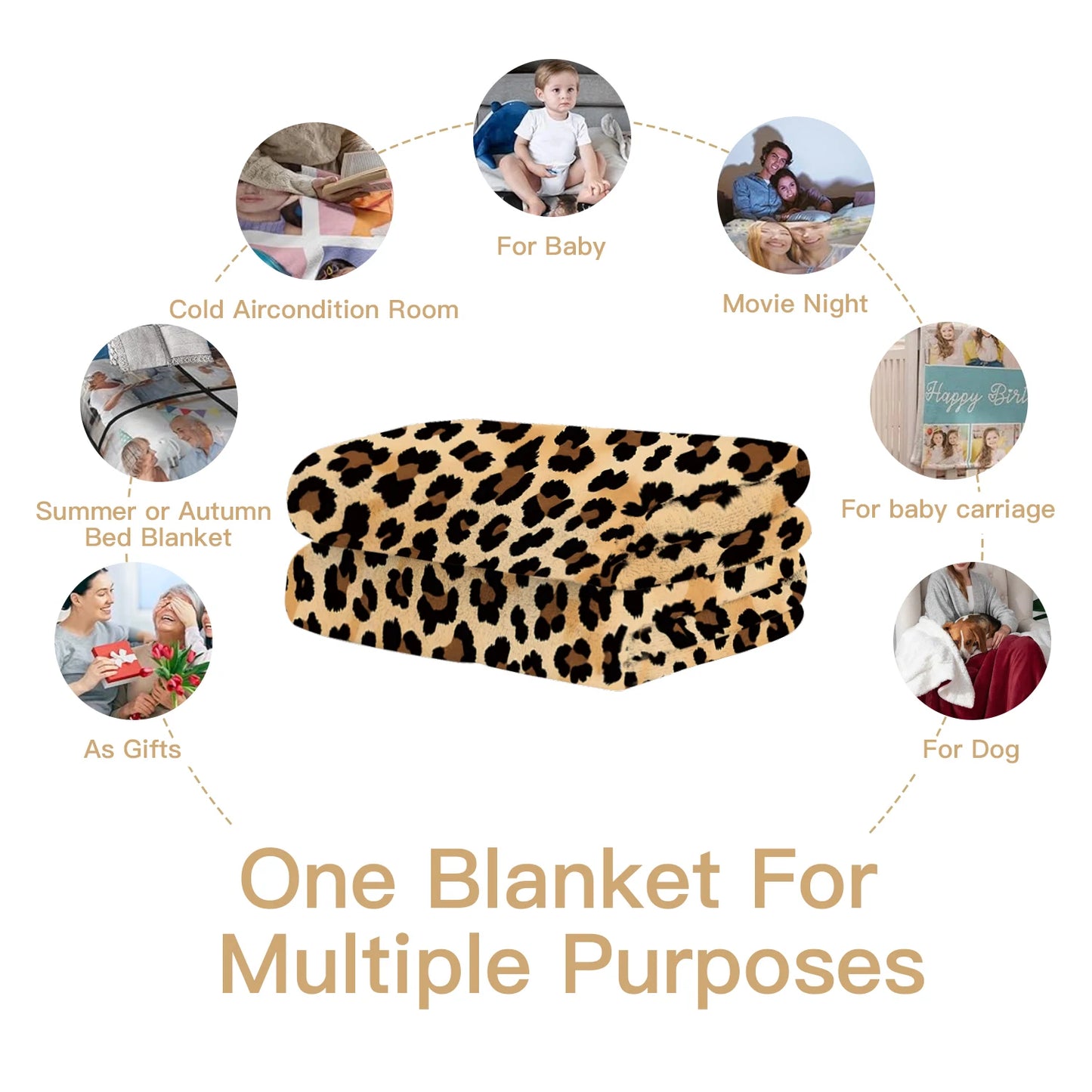 Trendy Leopard Fleece Blanket | Super Soft Cozy Throw for Home