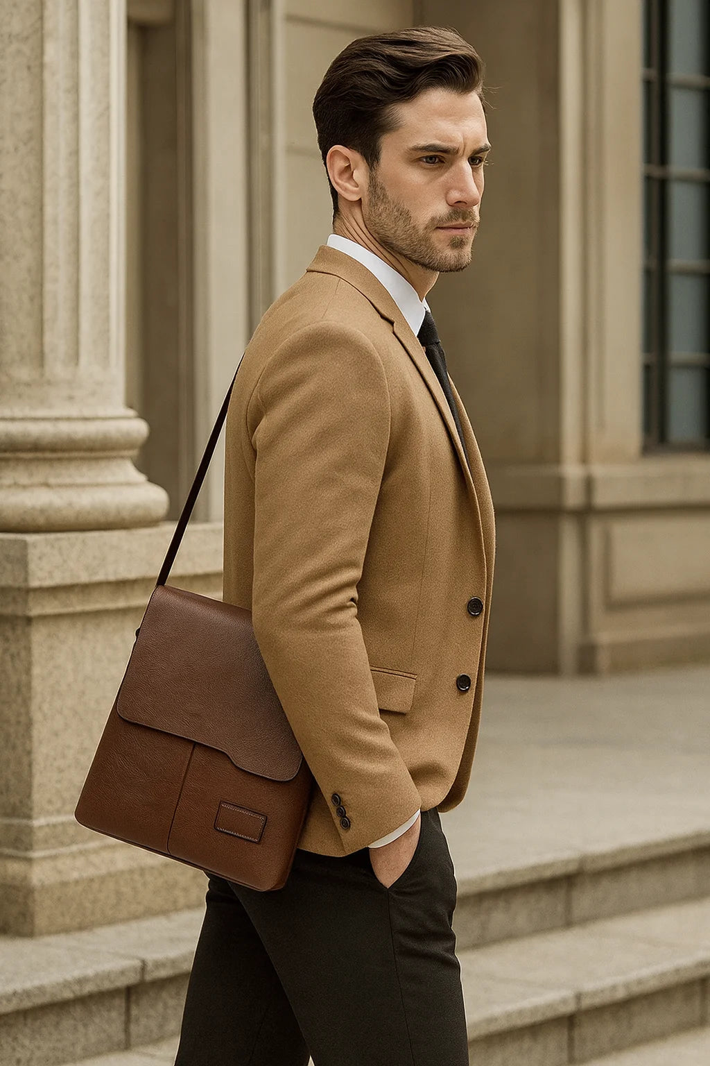 Lightweight PU Leather Messenger Bag | Stylish Business Accessory