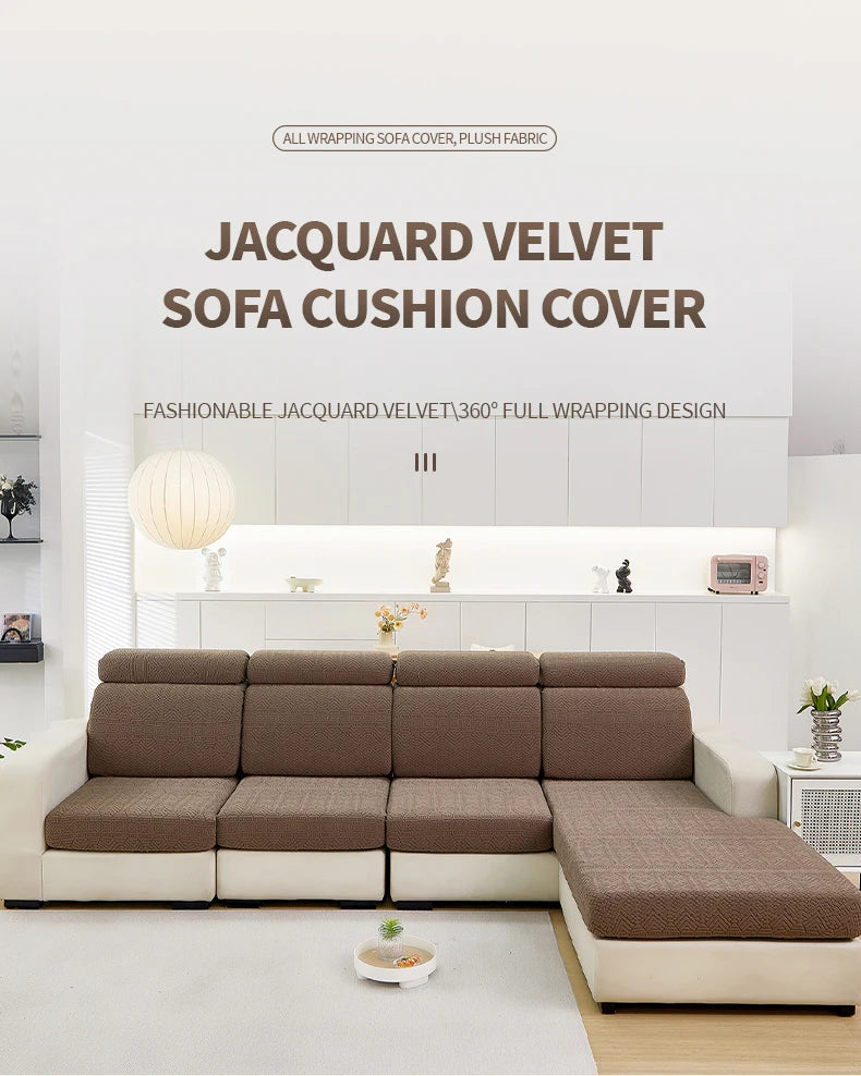Elastic Jacquard Polar Fleece Sofa Cushion Covers | Pet-Proof Design