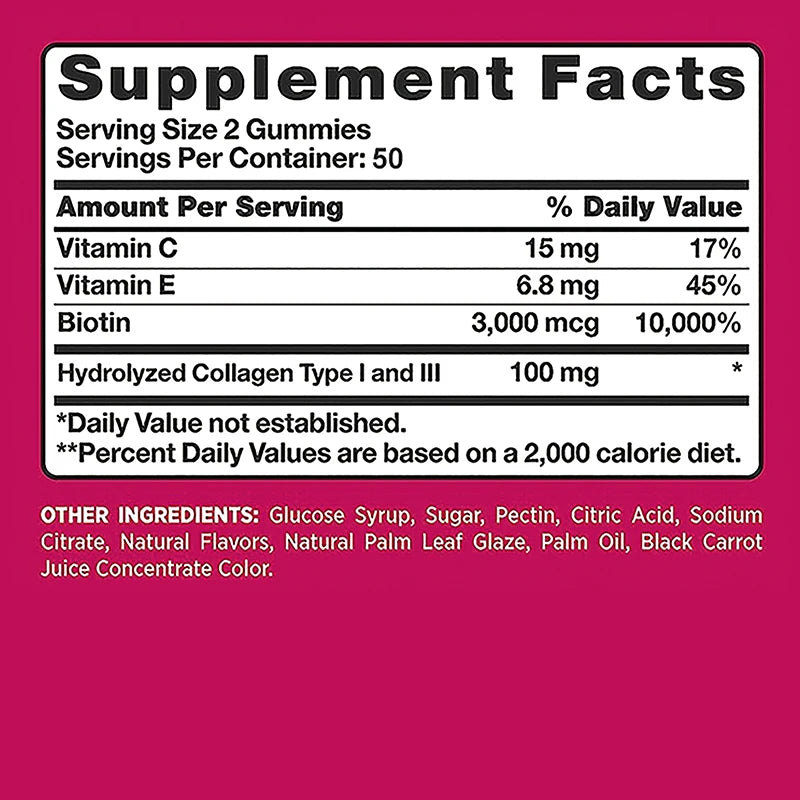 Biotin Gummies for Healthy Hair, Skin & Nails | 100 Count