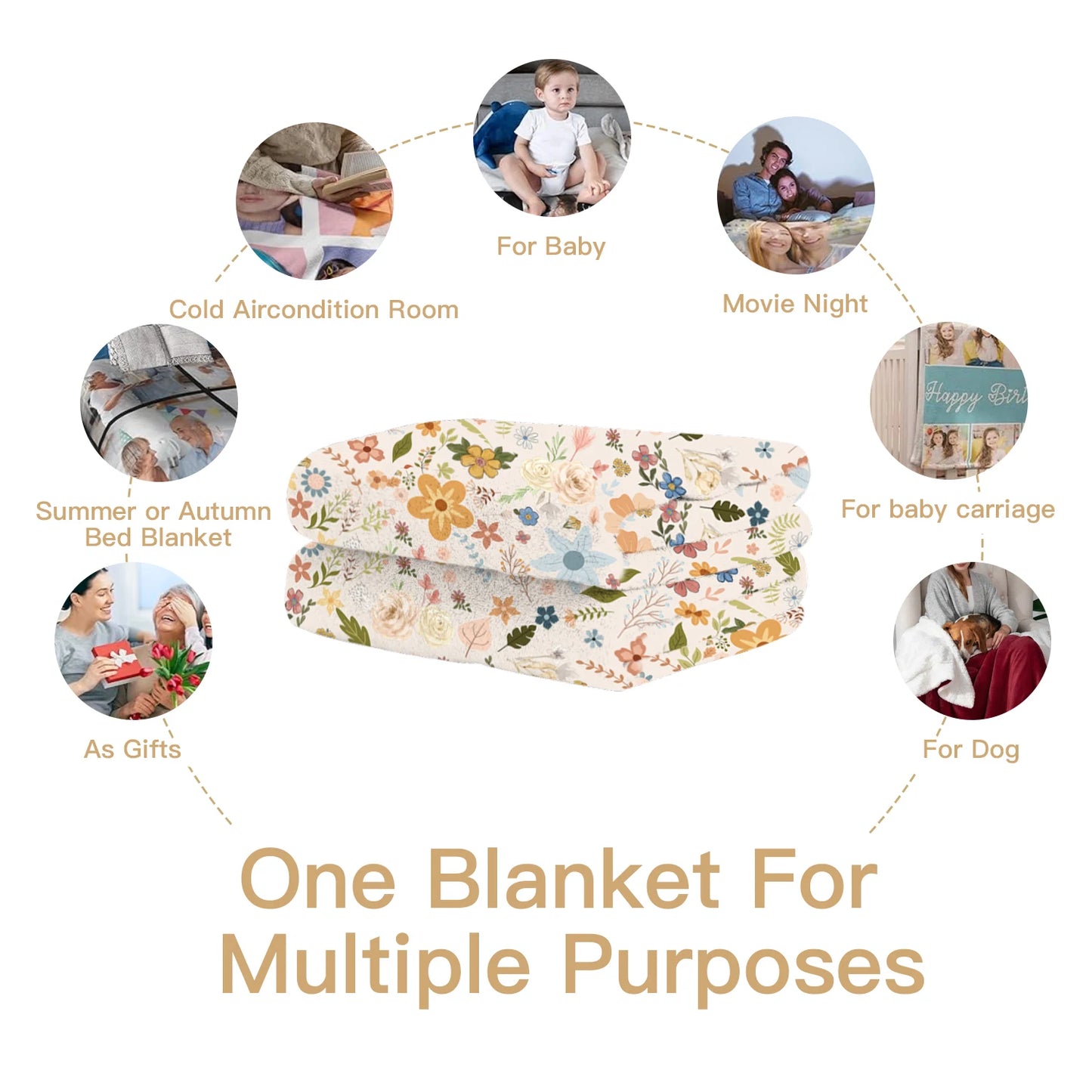 Floral Fleece Blanket | Soft Cozy Throw for Warm Comfort