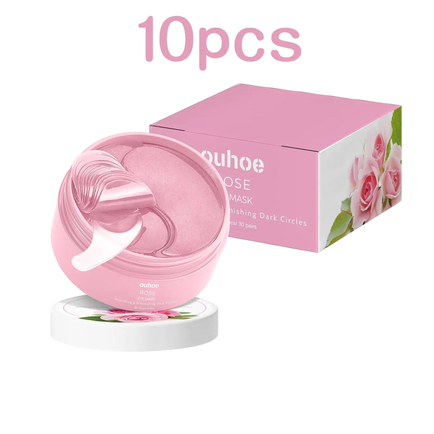 60pcs Rose Firming Eye Mask Anti Dark Circles Bags Remove Puffiness Moisturize Brighten Smooth Fine Lines Lifting Eye Mask