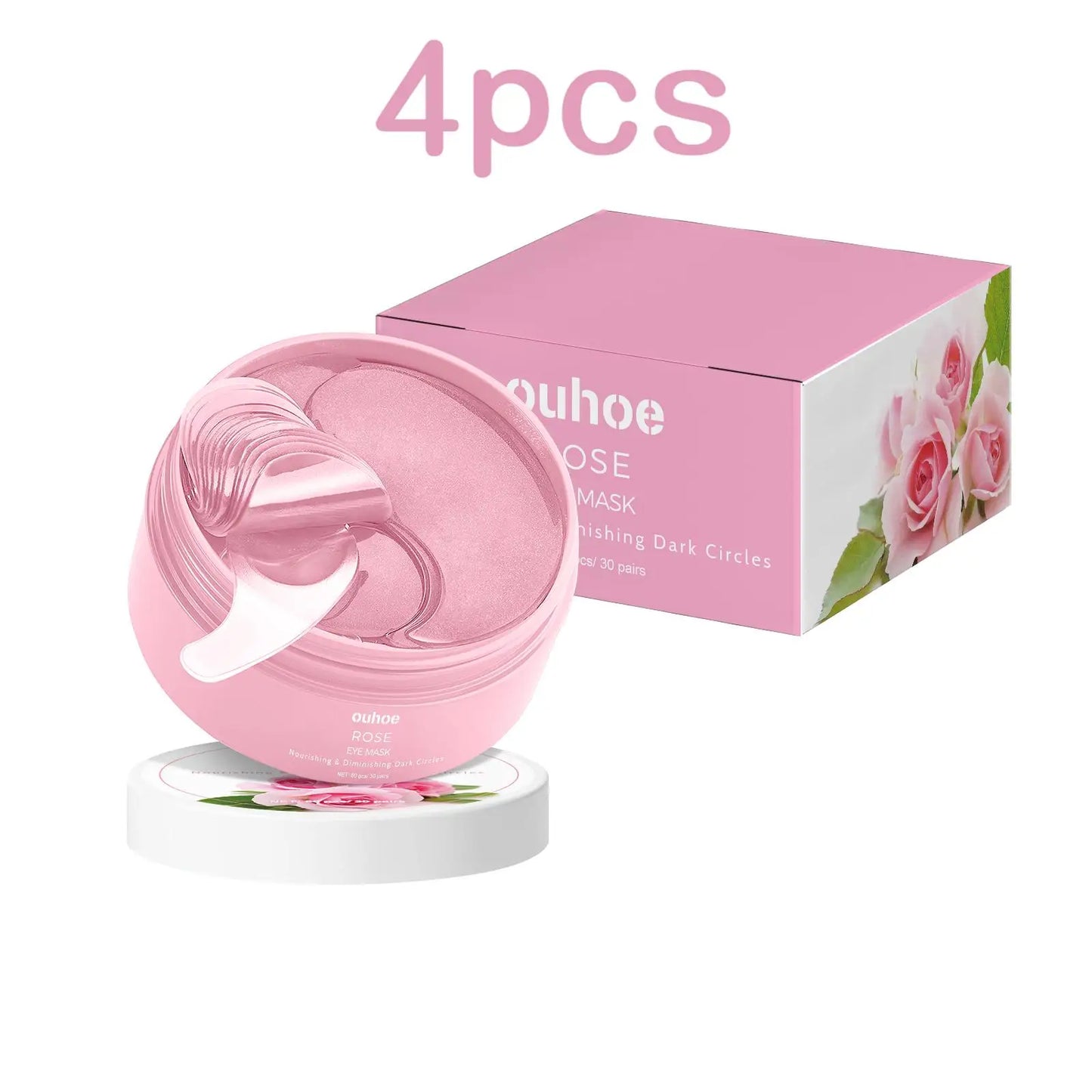 60pcs Rose Firming Eye Mask Anti Dark Circles Bags Remove Puffiness Moisturize Brighten Smooth Fine Lines Lifting Eye Mask