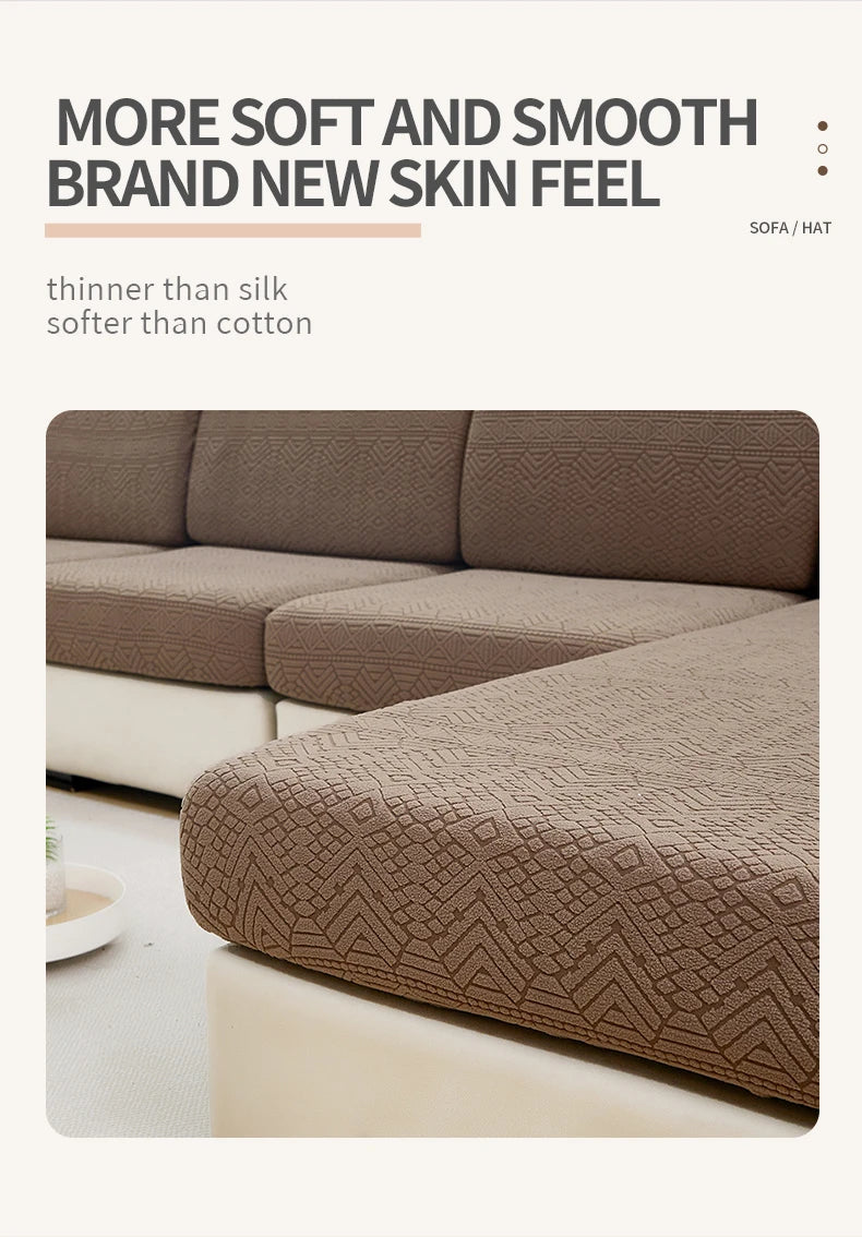 Elastic Jacquard Polar Fleece Sofa Cushion Covers | Pet-Proof Design