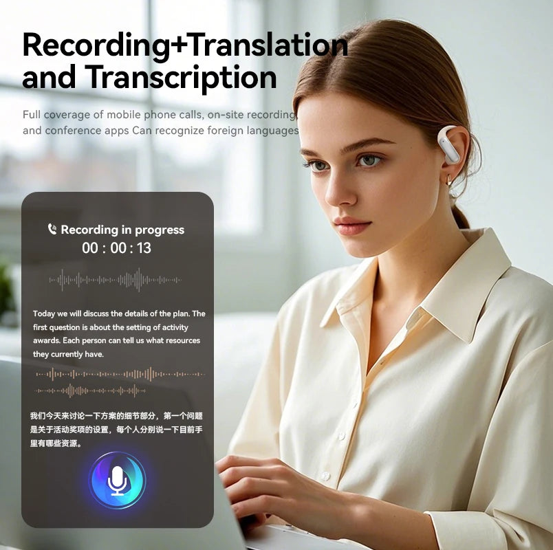 Wireless ANC Bluetooth Earphones with Real-time Translation