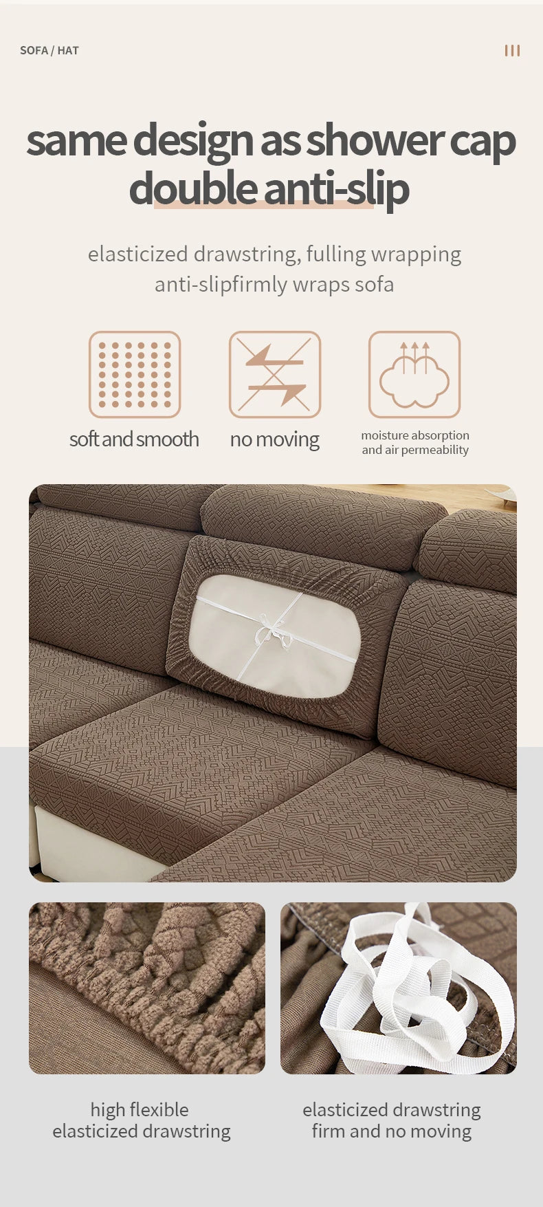 Elastic Jacquard Polar Fleece Sofa Cushion Covers | Pet-Proof Design