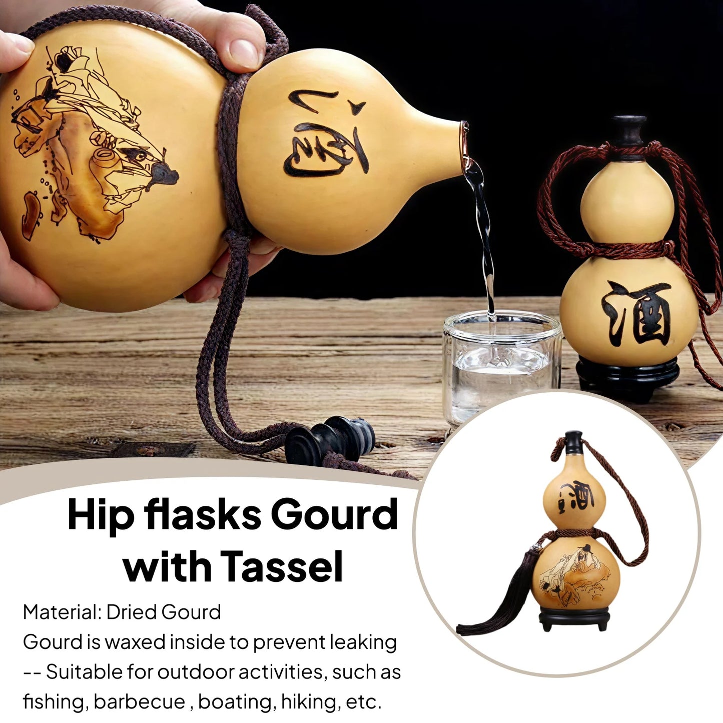 Durable Natural Gourd Bottles | Large Capacity Water Flasks