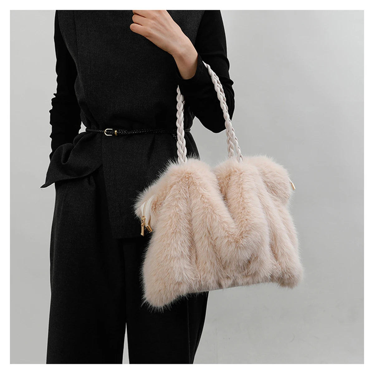 Bolso tote de felpa elegante y de gran capacidad para mujer | A la moda