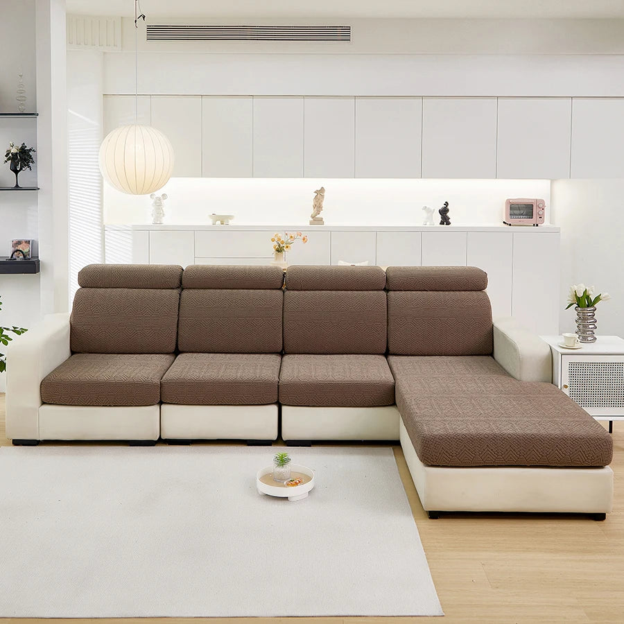 Elastic Jacquard Polar Fleece Sofa Cushion Covers | Pet-Proof Design