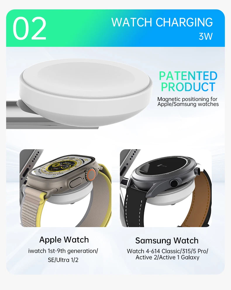 3-in-1 Magnetic Wireless Charger | Fast Charging Stand for Apple Devices