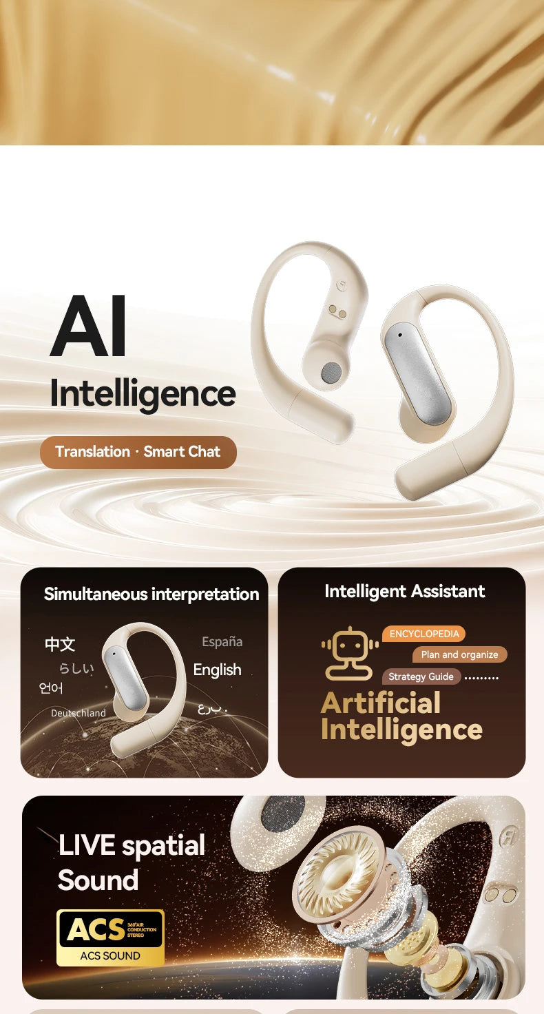 Wireless ANC Bluetooth Earphones with Real-time Translation