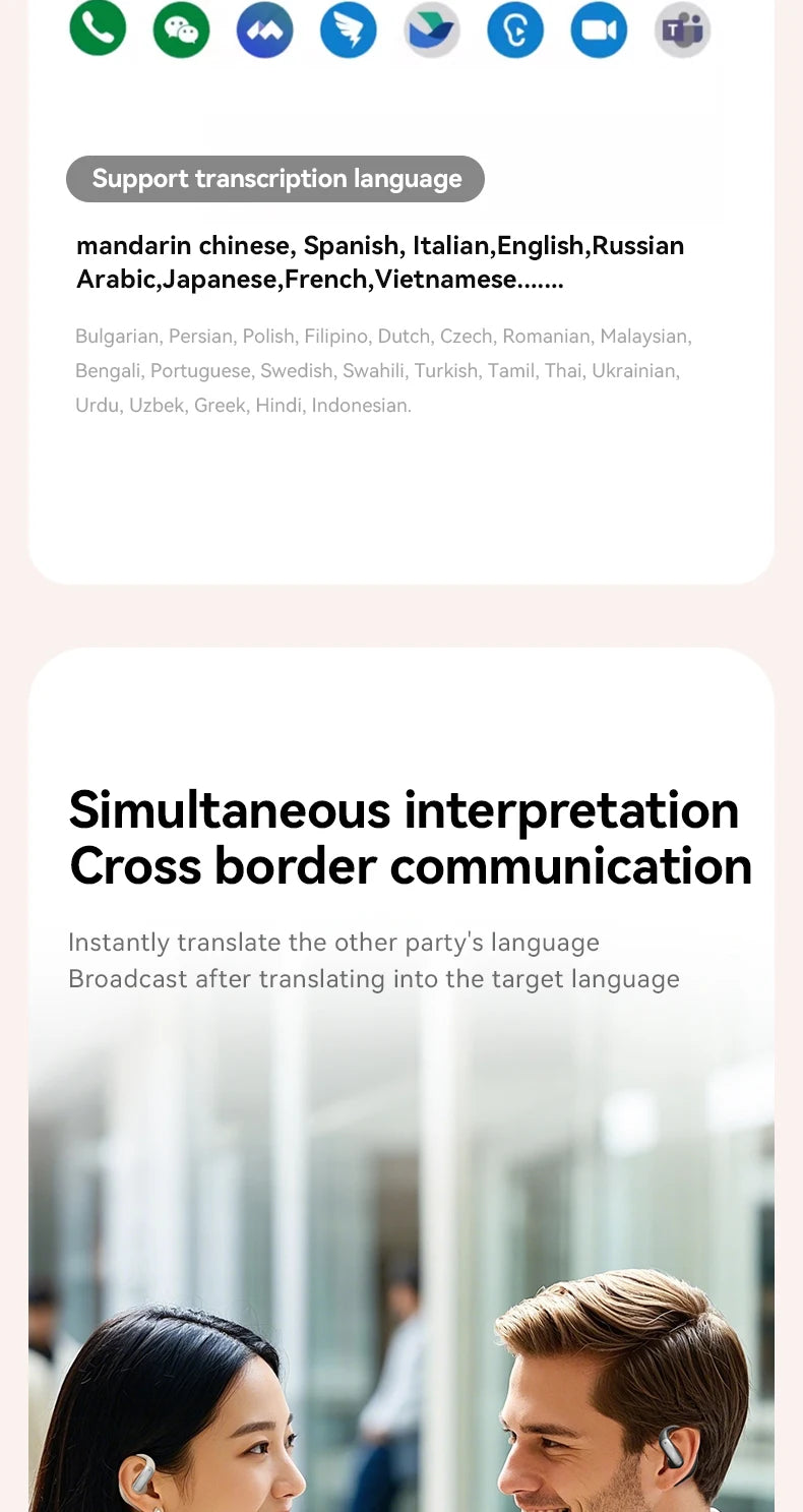 Wireless ANC Bluetooth Earphones with Real-time Translation