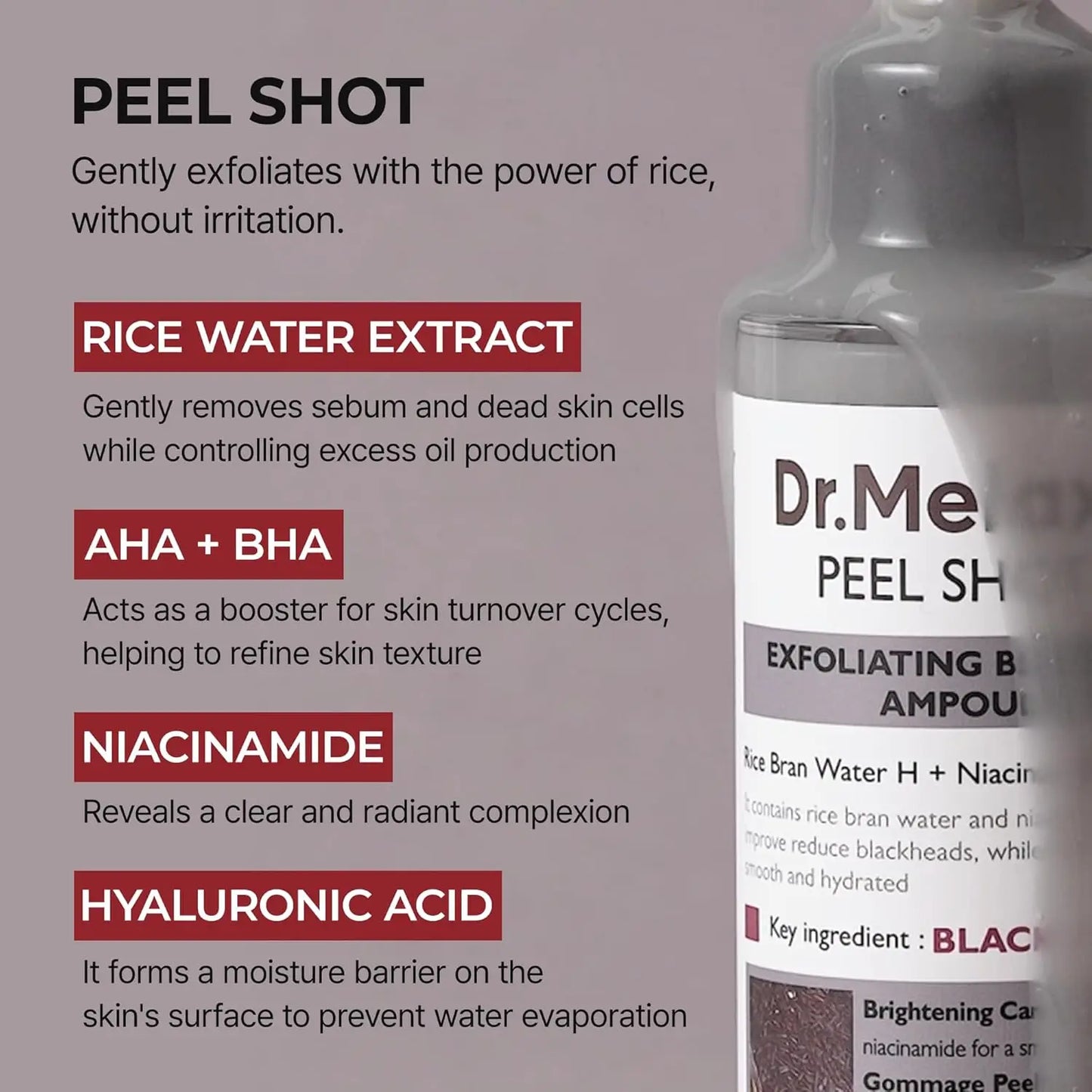 Black Rice Exfoliating Ampoule | AHA BHA Face Serum for All Skin Types