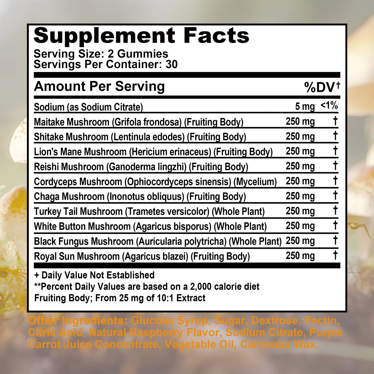 Mushroom Gummies for Brain Health & Immune Support - 60 Gummies