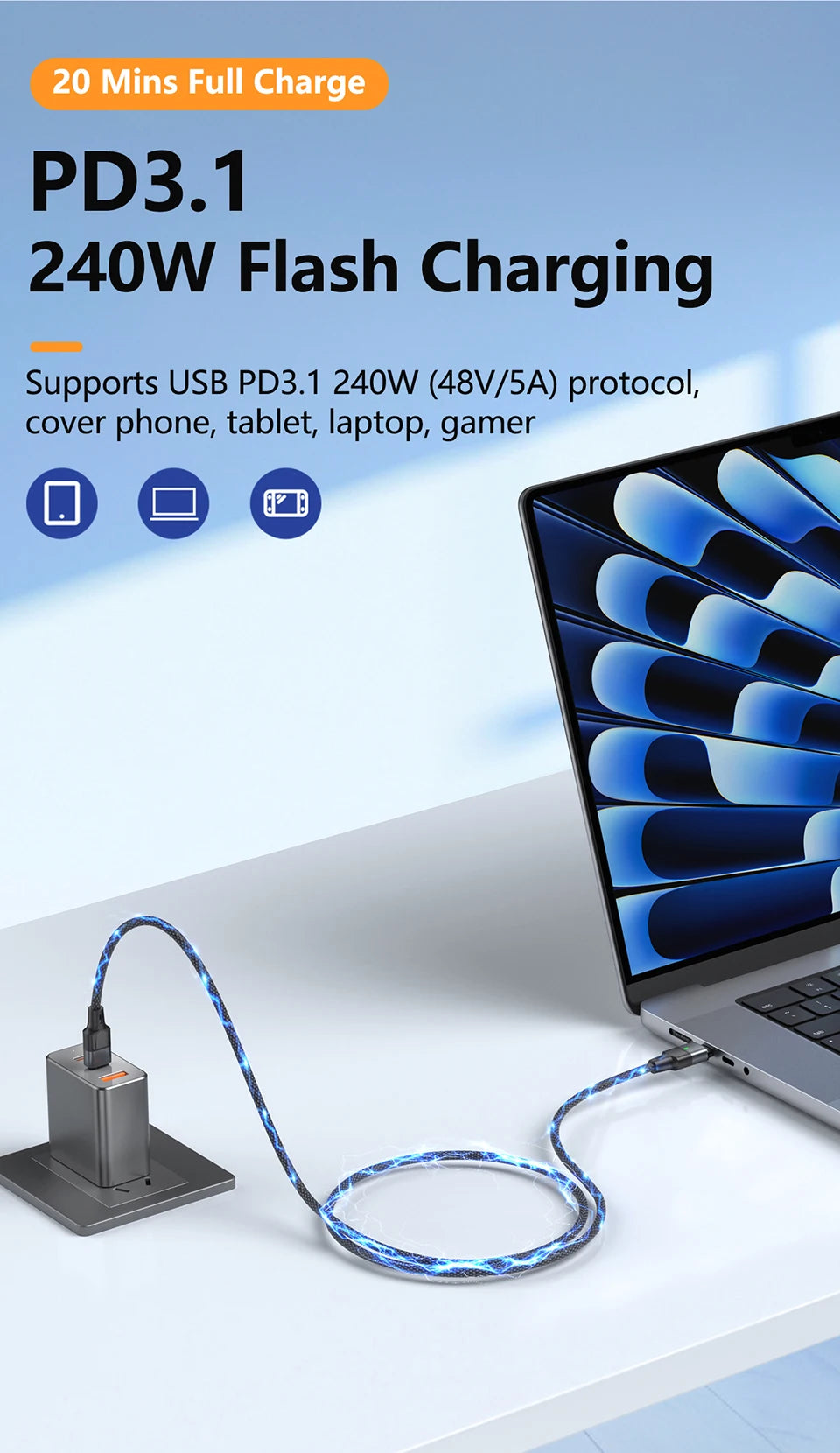 Super Fast Charging Magnetic USB C Cable | Universal Compatibility