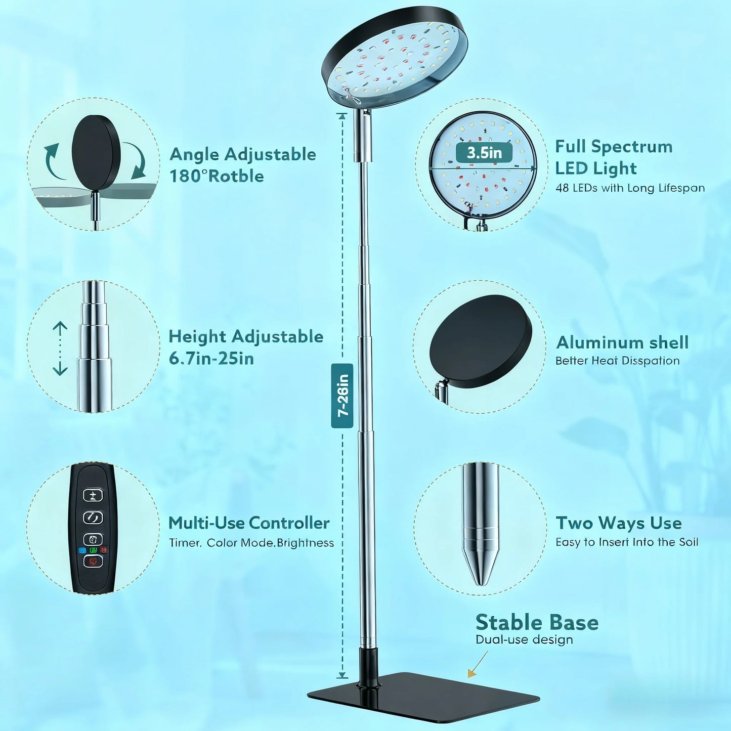 Full Spectrum LED Plant Grow Light for Indoor Gardens