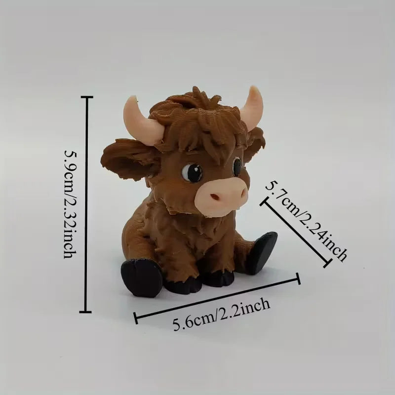 3D Printed Highland Cow Desk Pet | Adorable Farmhouse Decor