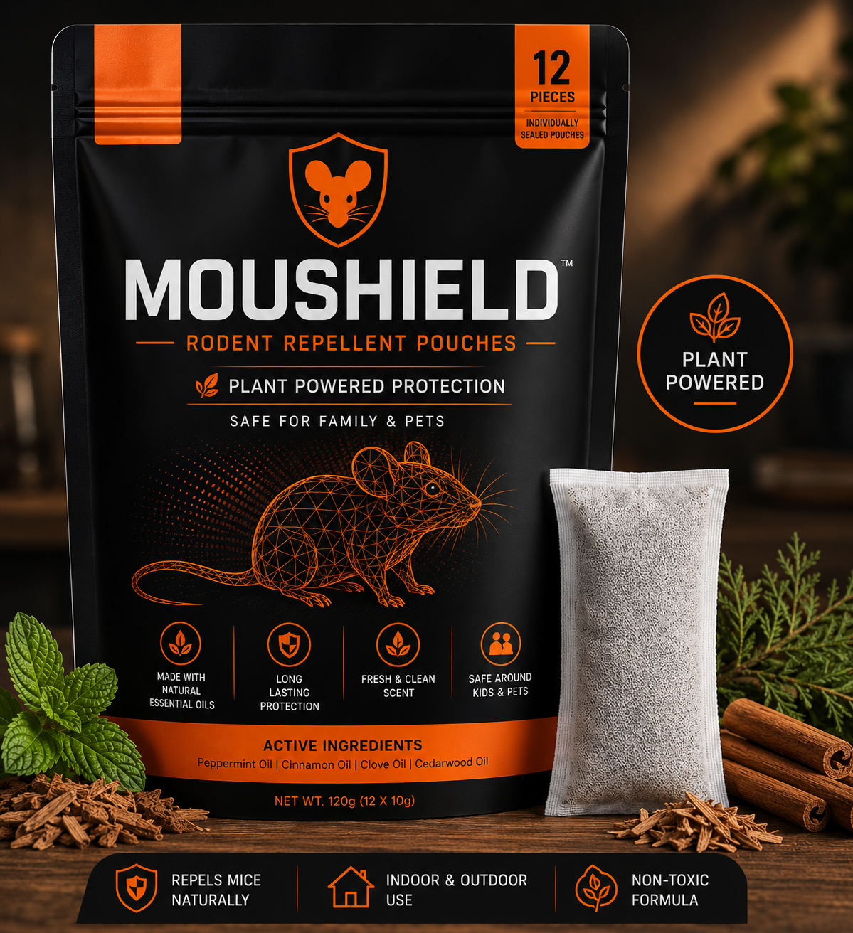 Moushild™ Natural Mouse Rodent Repeller Pouch | Safe & Effective Protection