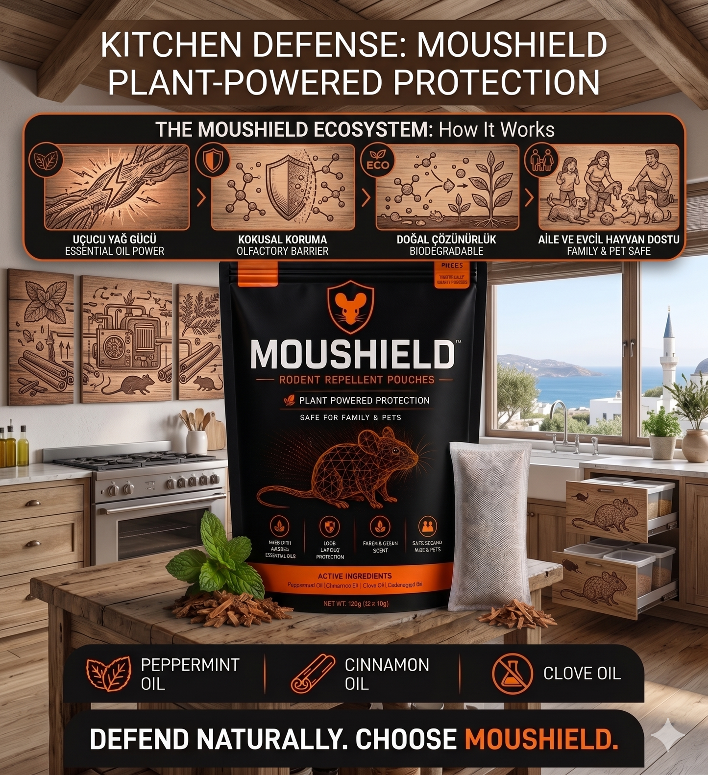 Moushield Natural Mouse Rodent Repeller Pouch | Safe, Eco-Friendly Solution