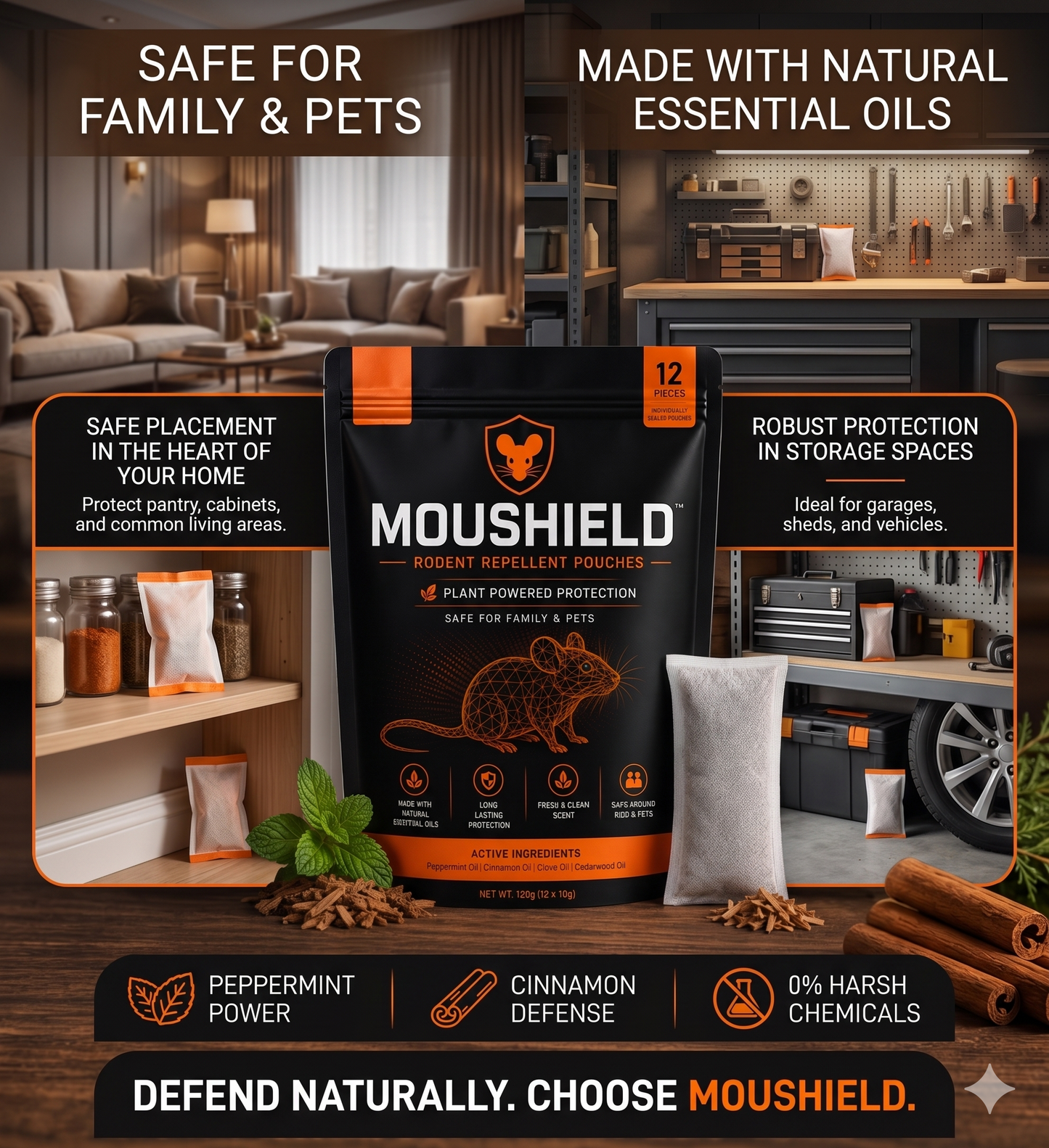 Moushild™ Natural Mouse Rodent Repeller Pouch | Safe & Effective Protection