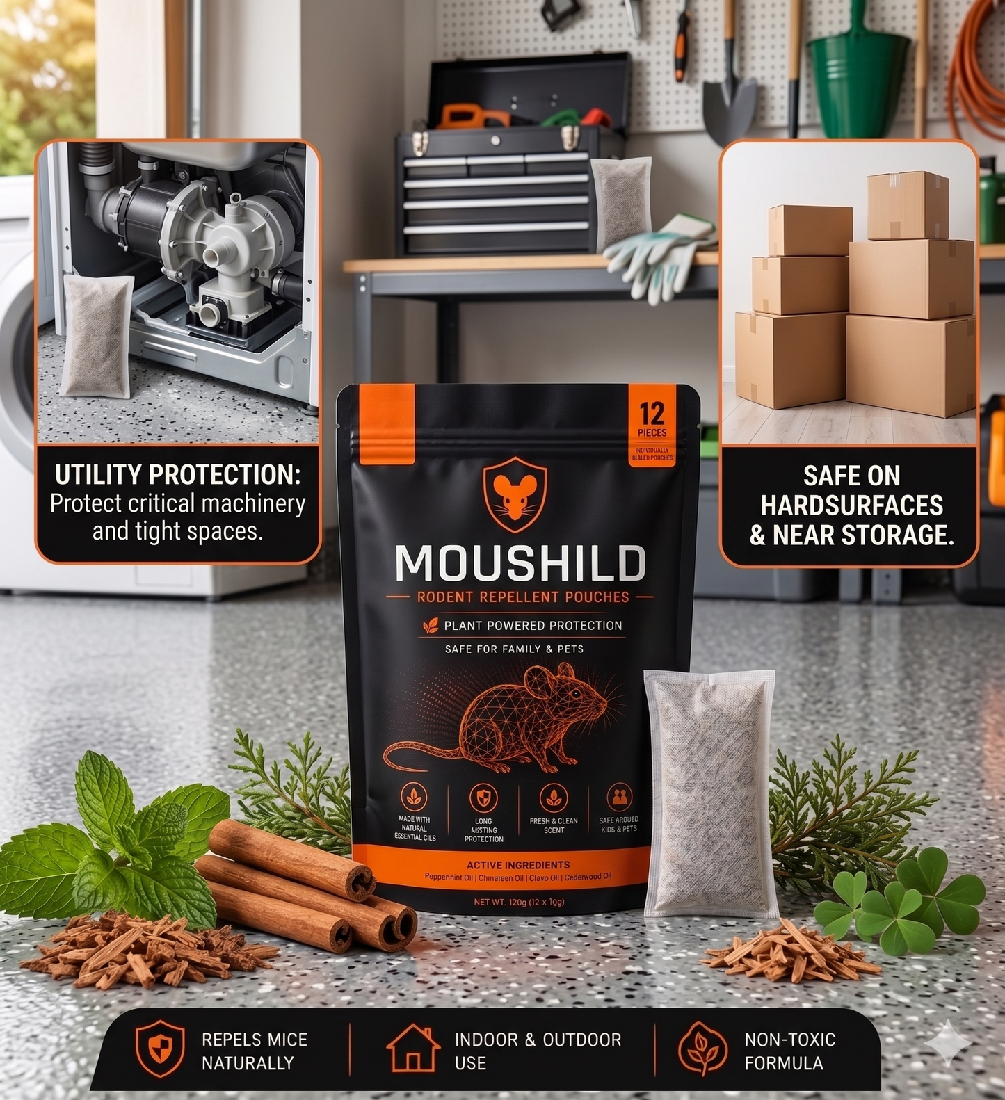 Moushild™ Natural Mouse Rodent Repeller Pouch | Safe & Effective Protection