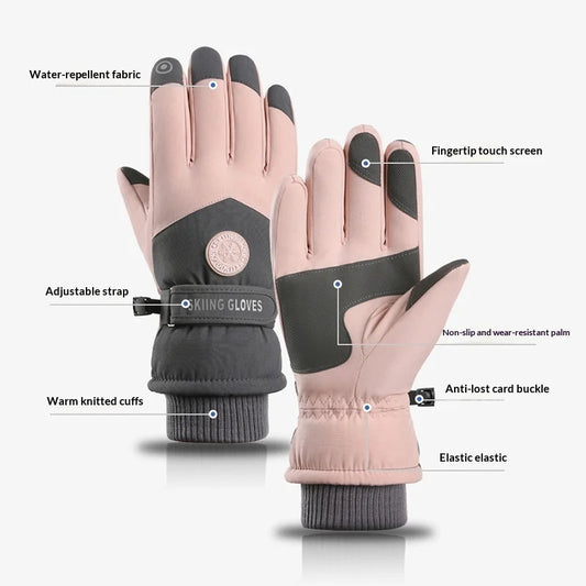 Guantes de esquí impermeables para invierno | Guantes cálidos para exteriores con pantalla táctil