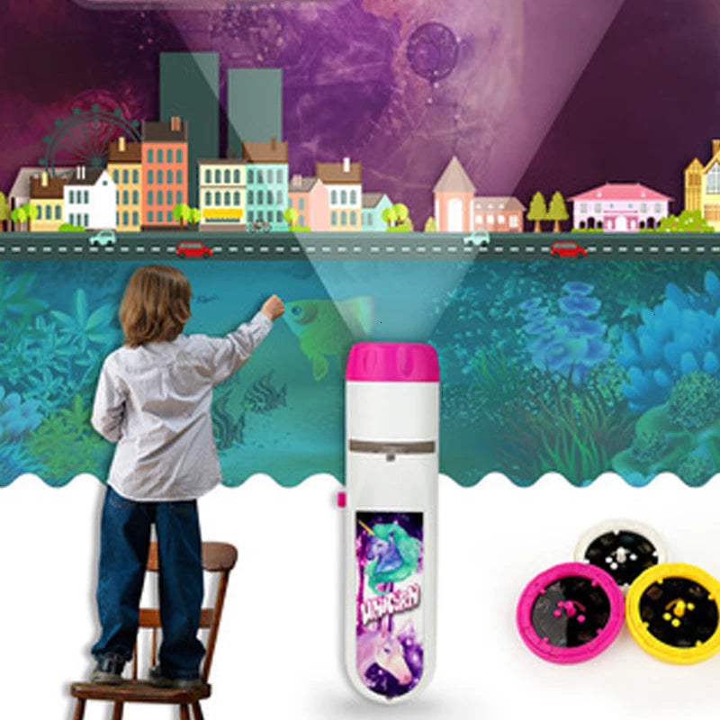 Cute Cartoon Projector Flashlight | Fun Bedtime Learning Toy