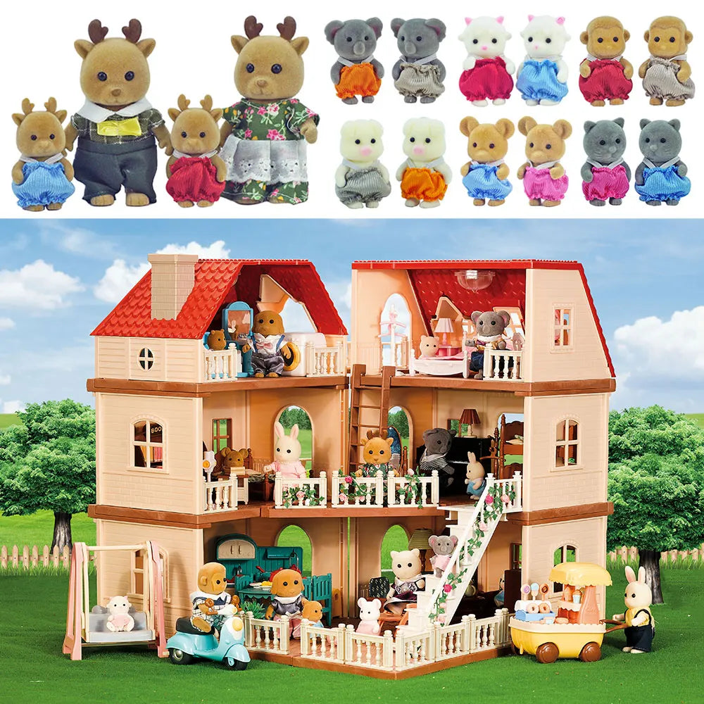Double Story Villa Dollhouse | Enchanting Animal Play Set