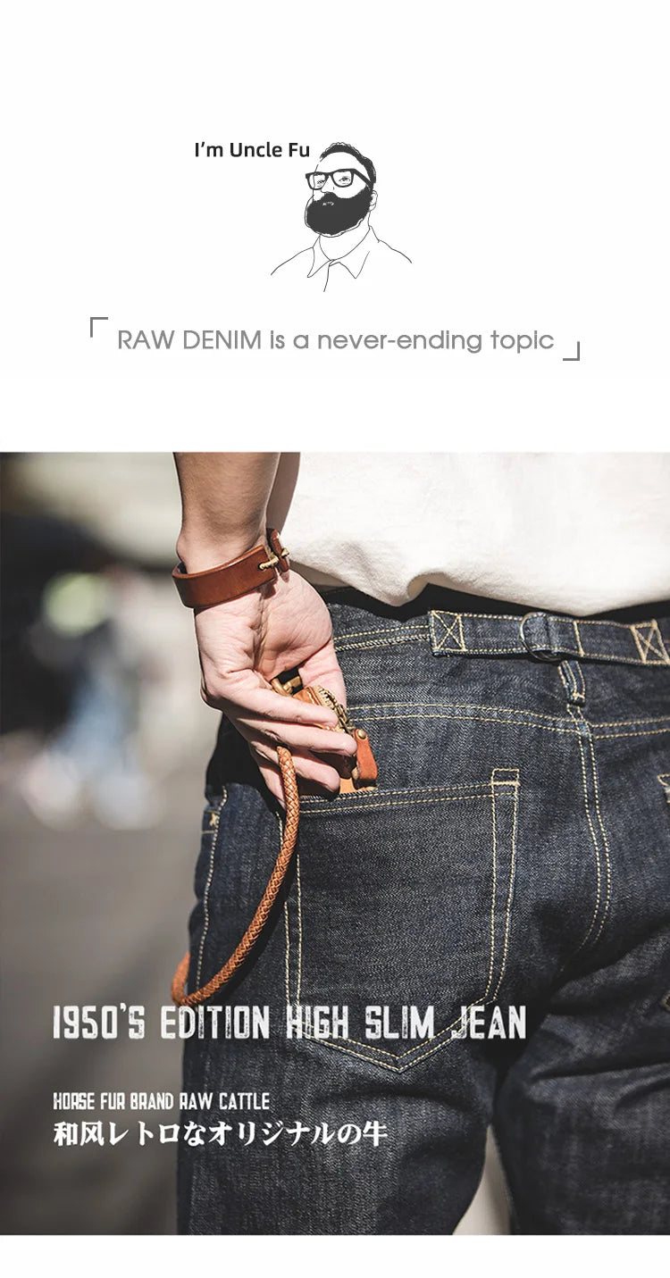 Men's 14oz Raw Selvedge Denim Jeans | Vintage Straight Fit Style