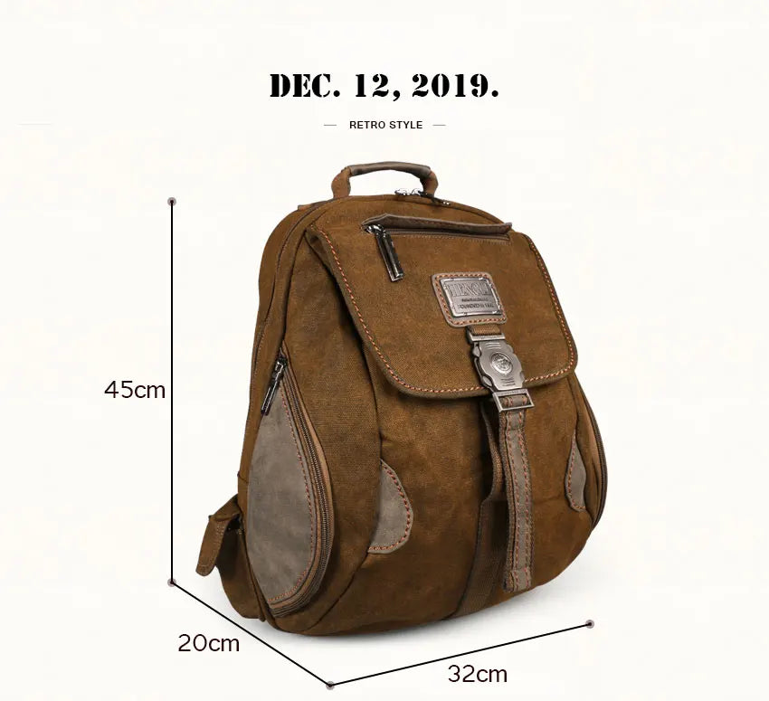 Vintage Canvas Backpack for Men & Teens | School & Travel Rucksack
