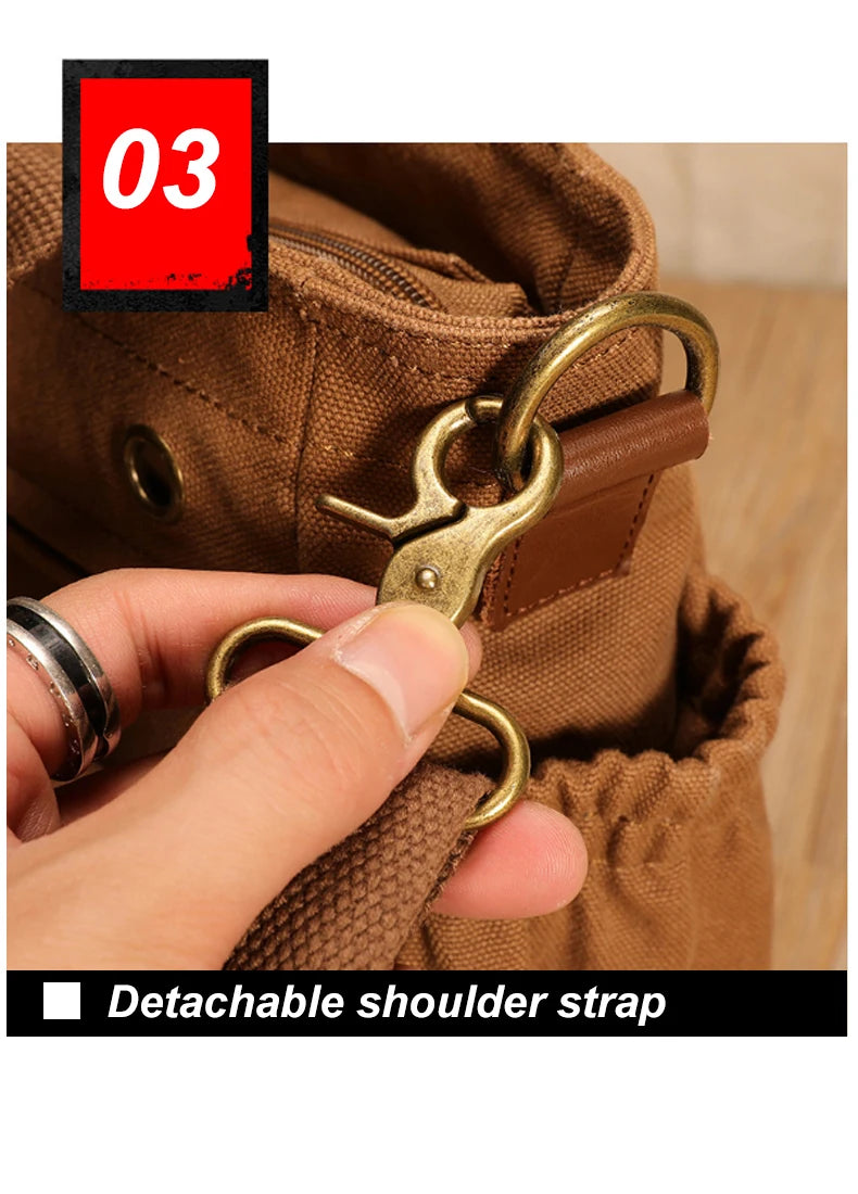 Men's Vintage Canvas Crossbody Handbag | Large Casual Tote Bag