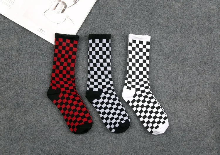 Trendy Checkerboard Socks for Men & Women | Unisex Streetwear Style