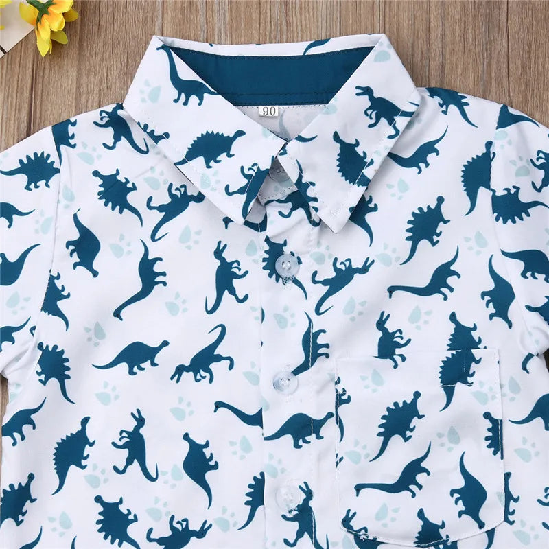 Baby Boys Dinosaur Print Outfit | Summer Shorts Set for Toddlers
