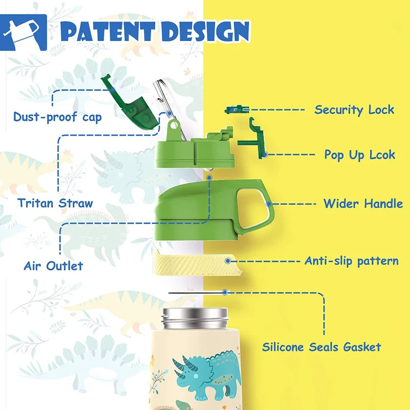 Vacuum Water Bottle for Children | BPA Free, Healthy Straw Design