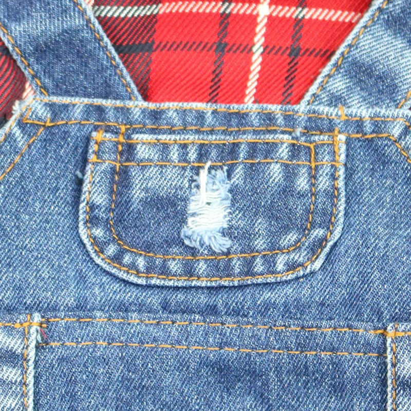 Stylish Pet Denim Plaid Jumpsuit Hoodie | Perfect for Spring & Autumn