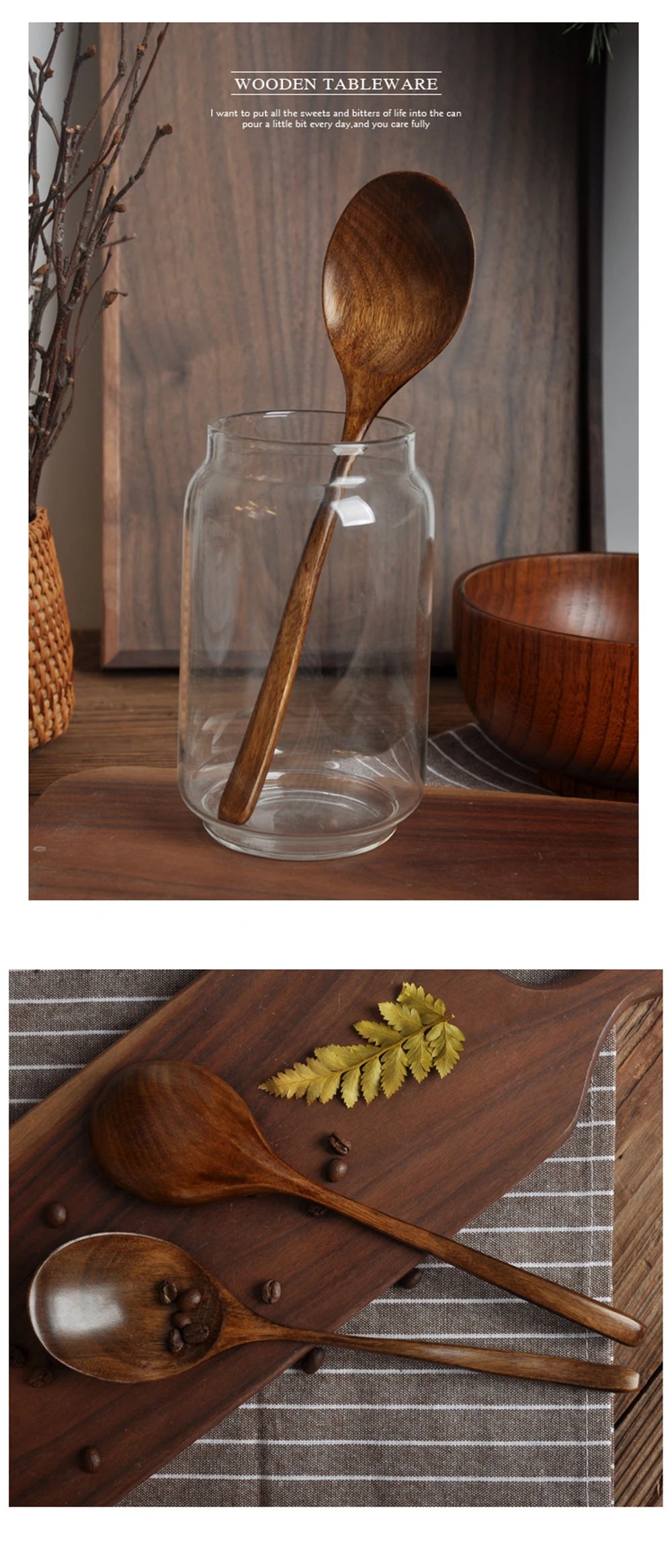 Natural Long Handle Wooden Spoon | Japanese-Style Cooking Utensil