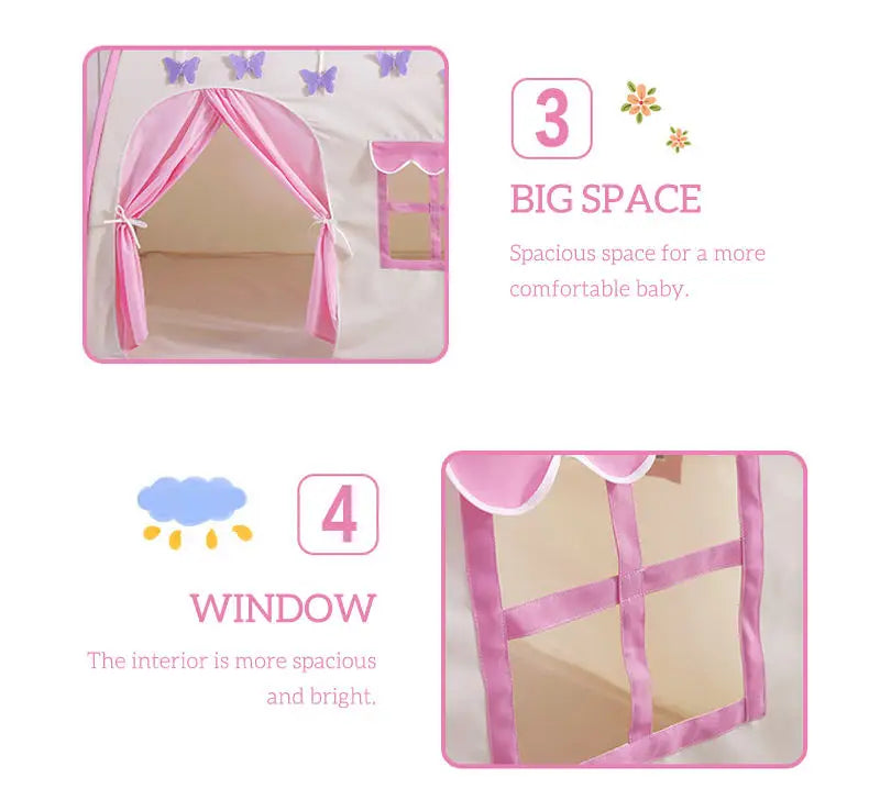 Children's Indoor Outdoor Tipi Princess Castle Play Tent | Fun & Sturdy