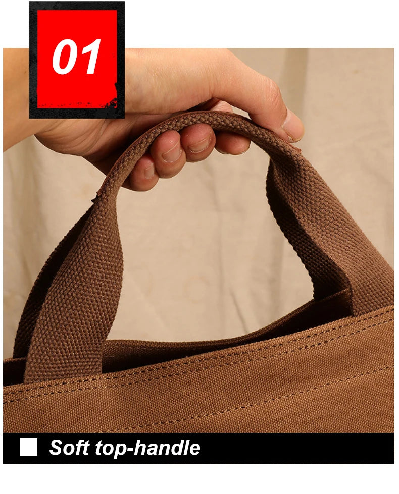 Men's Vintage Canvas Crossbody Handbag | Large Casual Tote Bag