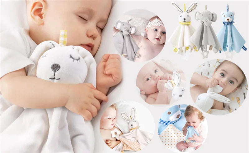 Cute Elephant Plush Teether Rattle for Newborns | Soft Blanket Toy