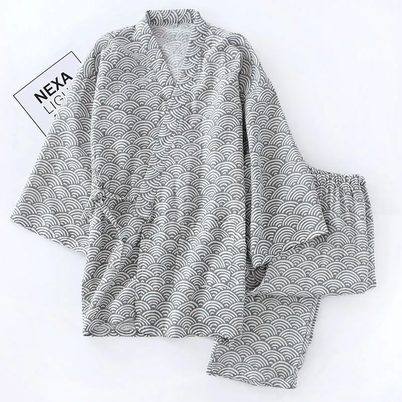 Japanese Style Unisex Kimono Pajamas Set | Comfortable Cotton PJs