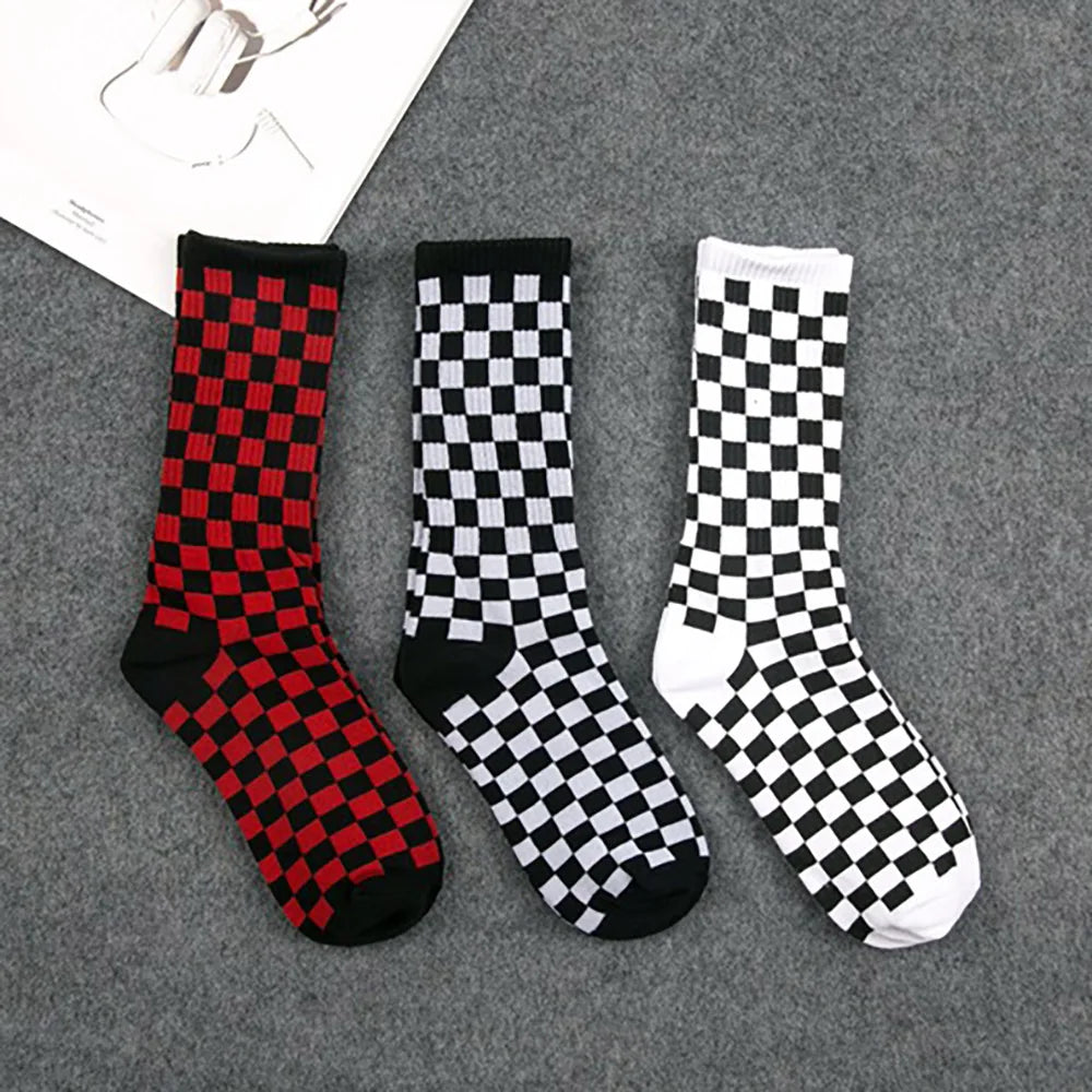 Trendy Checkerboard Socks for Men & Women | Unisex Streetwear Style