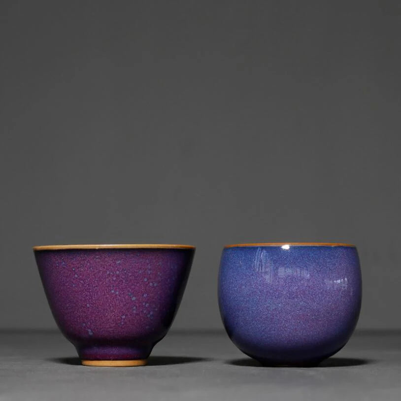 Elegant Purple Ceramic Kung Fu Teacup | Traditional Chinese Drinkware