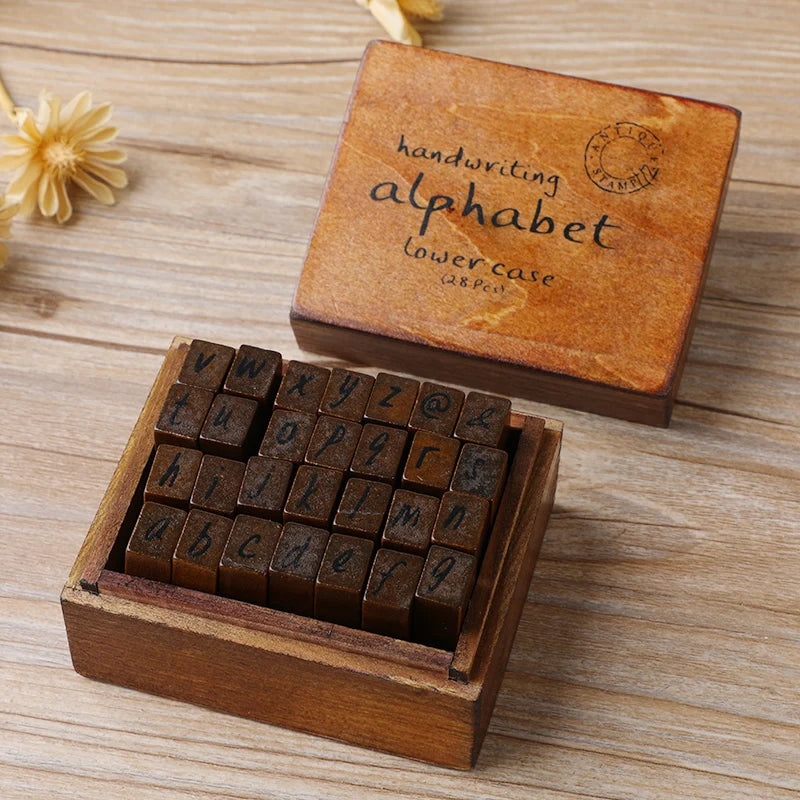 Vintage Wooden Alphabet Number Stamps for Craft Projects