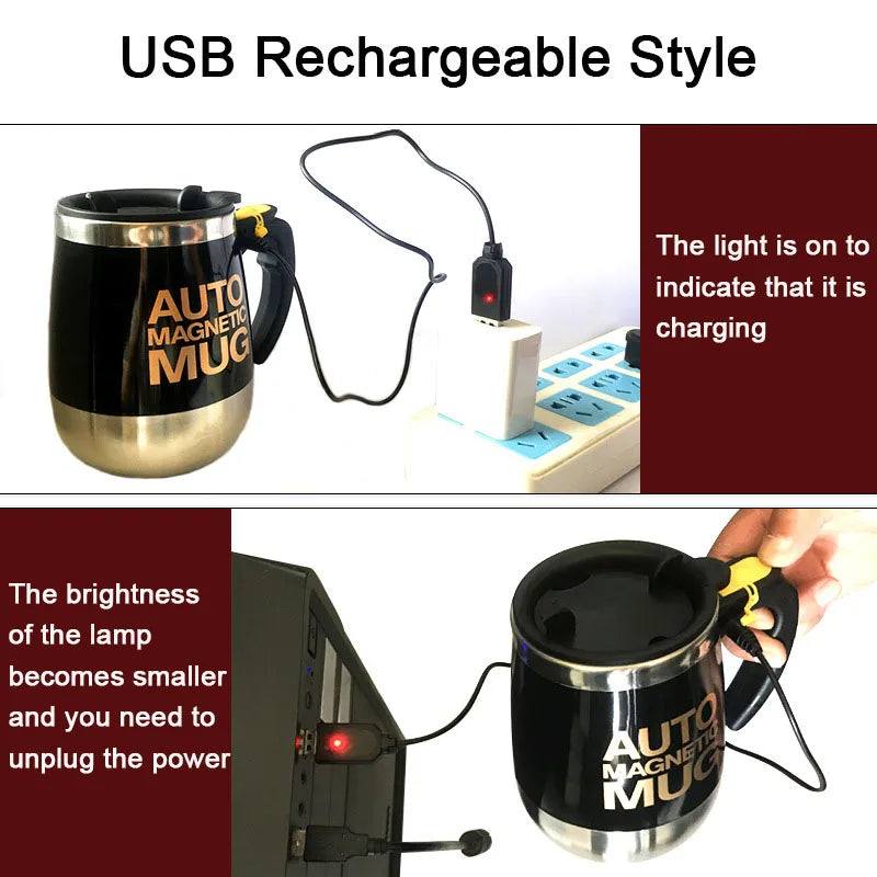 Taza eléctrica autoagitadora | Mezclador inteligente para café y leche