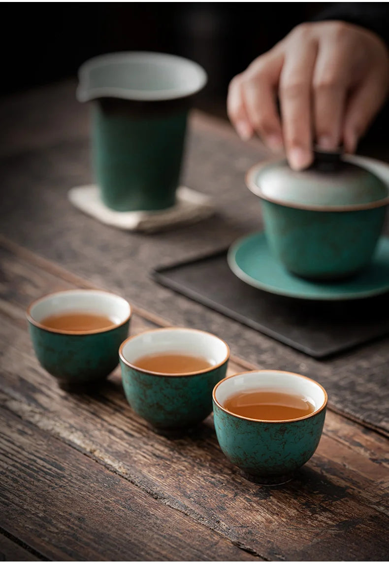 Turquoise Glaze Teacups | Traditional Ceramic Drinkware