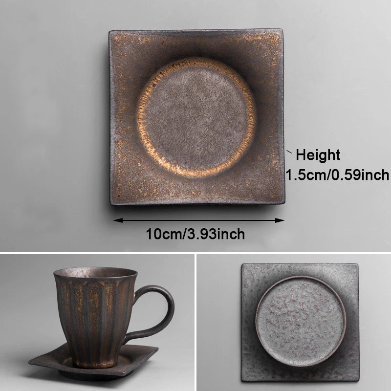 Vintage Ceramic Tea and Coffee Cup with Wooden Handle