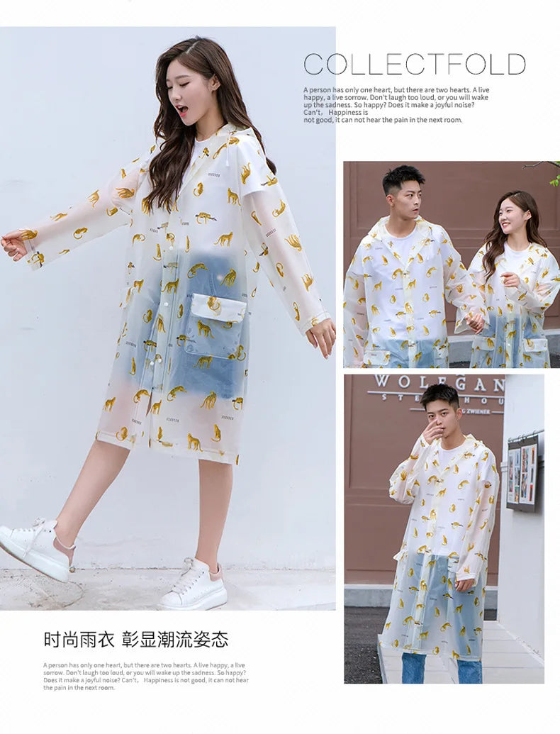 Cute Transparent Raincoat Poncho | Waterproof Cloak for Adults