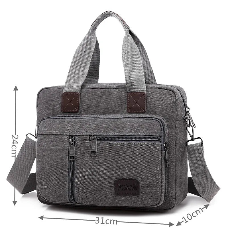 Canvas Men's Handbag Shoulder Bag Travel Large Capacity Multi-layer Crossbody Bag Student Travel Top-handle Bag Leisure Tote sac